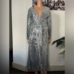 Women’s Silver Sequin Duster Coat/Robe